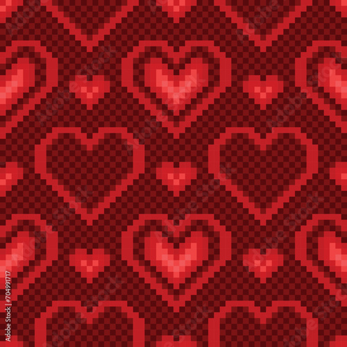 The seamless red background with hearts.