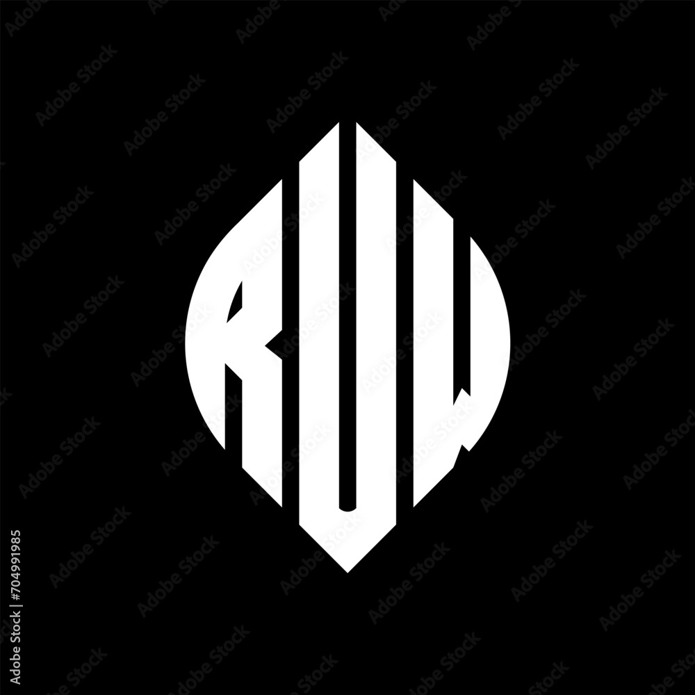 RUW circle letter logo design with circle and ellipse shape. RUW ellipse letters with typographic style. The three initials form a circle logo. RUW circle emblem abstract monogram letter mark vector. RUW circle letter logo design with circle and ellipse shape. RUW ellipse letters with typographic style. The three initials form a circle logo. RUW circle emblem abstract monogram letter mark vector.