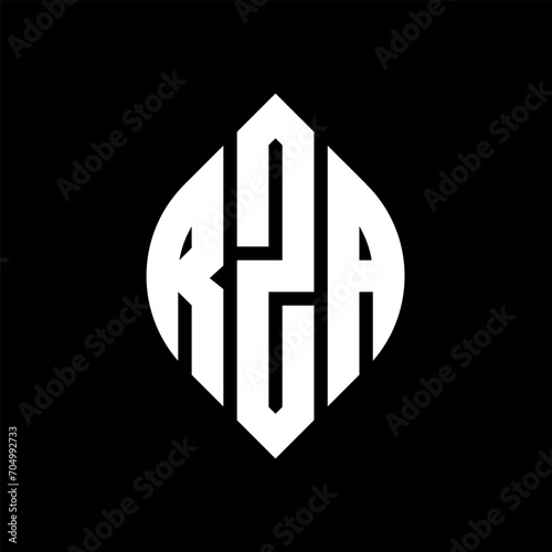 RZA circle letter logo design with circle and ellipse shape. RZA ellipse letters with typographic style. The three initials form a circle logo. RZA circle emblem abstract monogram letter mark vector. photo