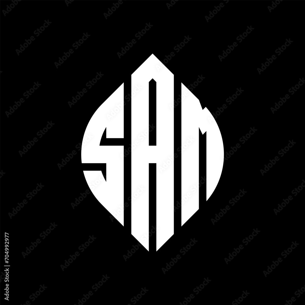SAM circle letter logo design with circle and ellipse shape. SAM ellipse letters with typographic style. The three initials form a circle logo. SAM circle emblem abstract monogram letter mark vector. SAM circle letter logo design with circle and ellipse shape. SAM ellipse letters with typographic style. The three initials form a circle logo. SAM circle emblem abstract monogram letter mark vector.