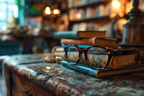 old book and glasses photo