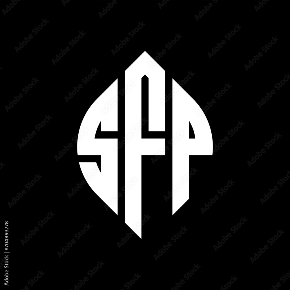 SFP circle letter logo design with circle and ellipse shape. SFP ellipse letters with typographic style. The three initials form a circle logo. SFP circle emblem abstract monogram letter mark vector. SFP circle letter logo design with circle and ellipse shape. SFP ellipse letters with typographic style. The three initials form a circle logo. SFP circle emblem abstract monogram letter mark vector.