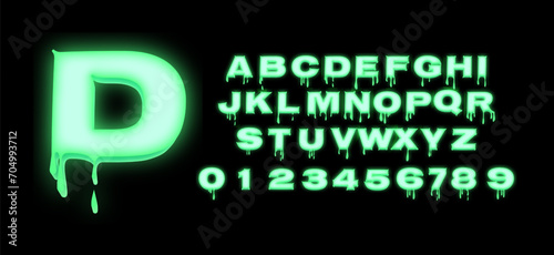 3d Neon ghost style alphabet letters, neon ghost vector letter graphic style