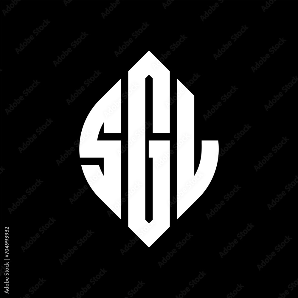 Obraz premium SGL circle letter logo design with circle and ellipse shape. SGL ellipse letters with typographic style. The three initials form a circle logo. SGL circle emblem abstract monogram letter mark vector.