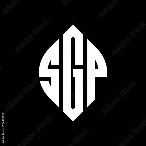 SGP circle letter logo design with circle and ellipse shape. SGP ellipse letters with typographic style. The three initials form a circle logo. SGP circle emblem abstract monogram letter mark vector.