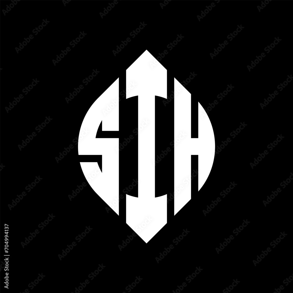 SIH circle letter logo design with circle and ellipse shape. SIH ellipse letters with typographic style. The three initials form a circle logo. SIH circle emblem abstract monogram letter mark vector. SIH circle letter logo design with circle and ellipse shape. SIH ellipse letters with typographic style. The three initials form a circle logo. SIH circle emblem abstract monogram letter mark vector.