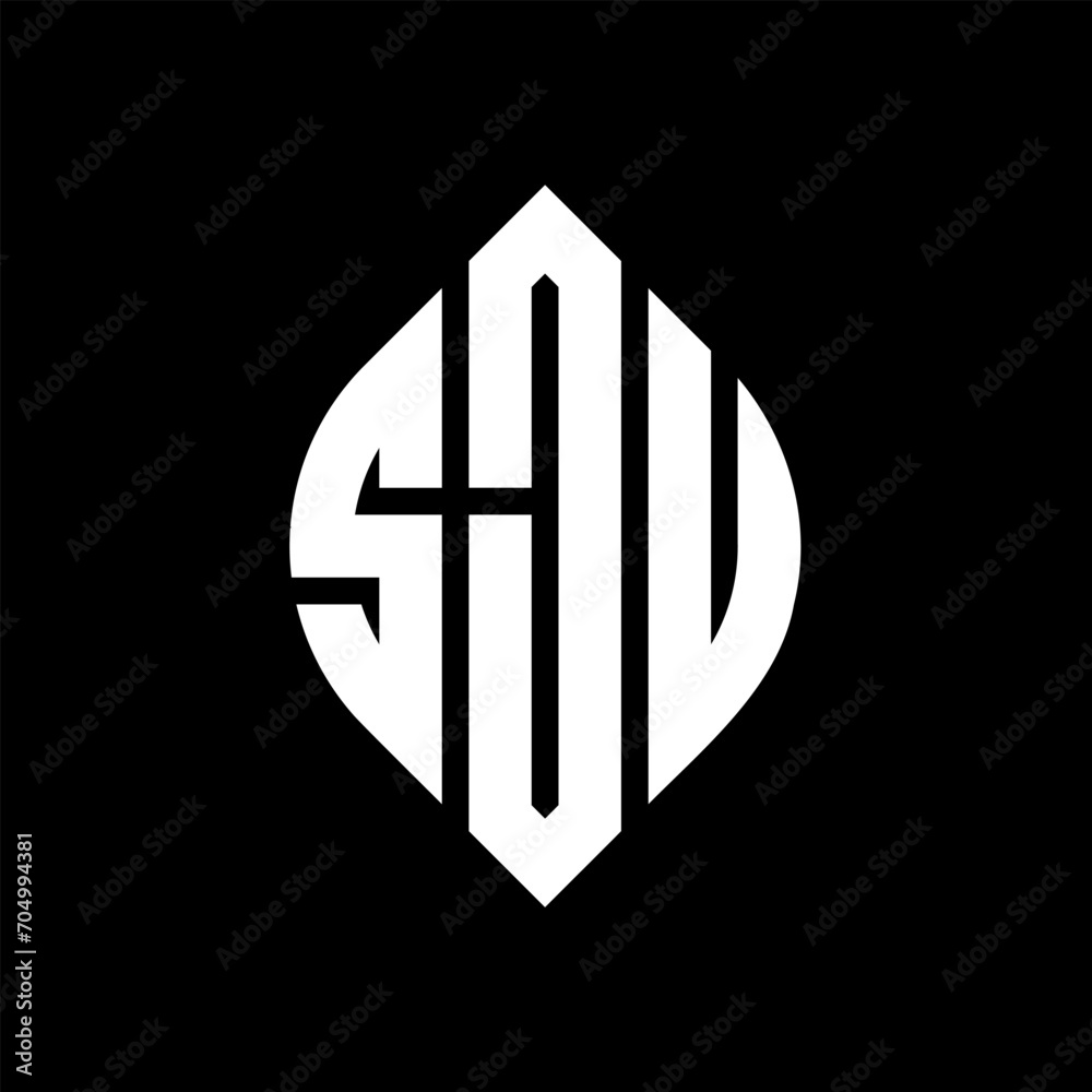 SJU circle letter logo design with circle and ellipse shape. SJU ellipse letters with typographic style. The three initials form a circle logo. SJU circle emblem abstract monogram letter mark vector. SJU circle letter logo design with circle and ellipse shape. SJU ellipse letters with typographic style. The three initials form a circle logo. SJU circle emblem abstract monogram letter mark vector.