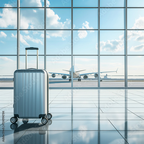 Suitcases on the airport floor, business travel concept, created by AI generate.