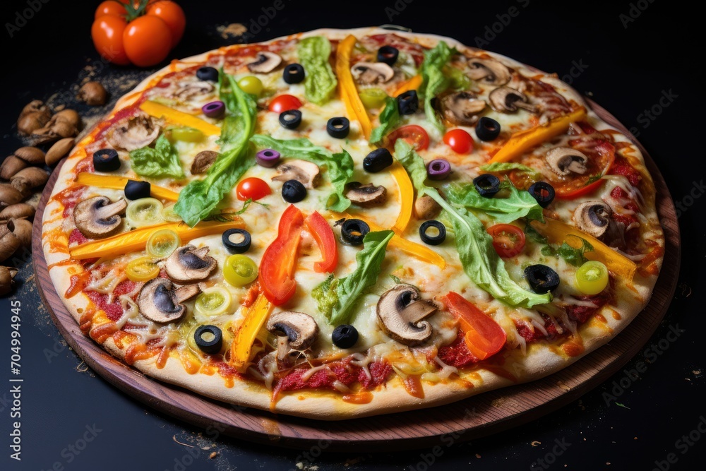 a pizza sitting on top of a pizza pan on top of a pizza pan on top of a pizza pan. a pizza sitting on top of a pizza pan on top of a pizza pan on top of a pizza pan.