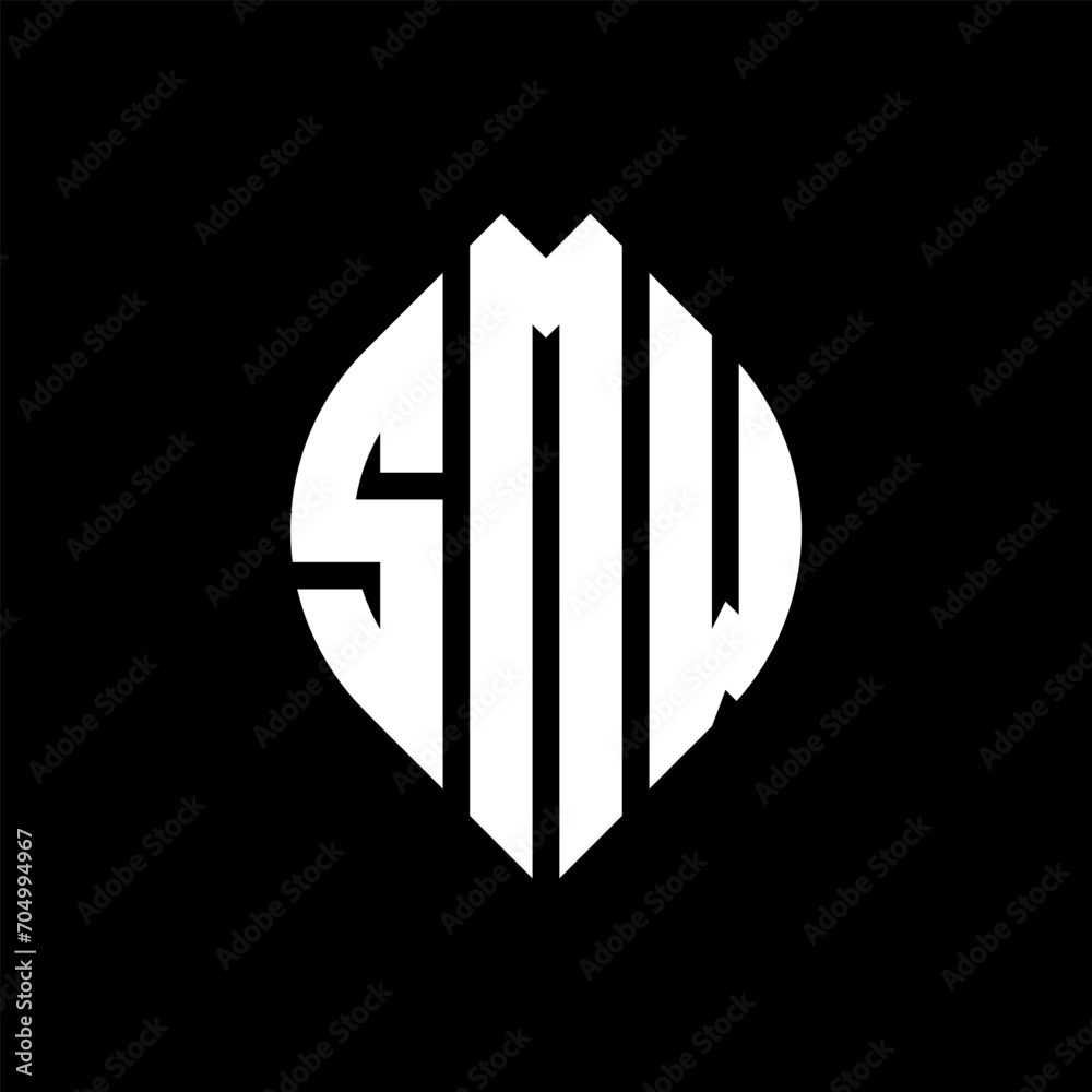 SMW circle letter logo design with circle and ellipse shape. SMW ellipse letters with typographic style. The three initials form a circle logo. SMW circle emblem abstract monogram letter mark vector. SMW circle letter logo design with circle and ellipse shape. SMW ellipse letters with typographic style. The three initials form a circle logo. SMW circle emblem abstract monogram letter mark vector.