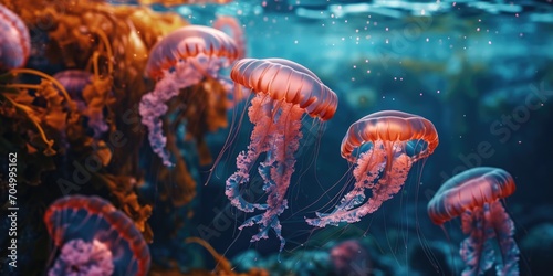 pretty aquamarine life bioluminescence jellyfish © Landscape Planet