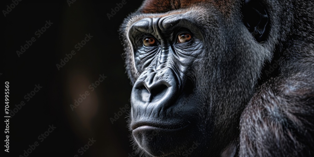 close up portrait of a gorilla viewed close up portrait of a gorilla viewed