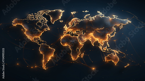 World connected by copper lines #704995503