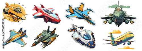 spaceship collection different colors  spacecraft illustration 