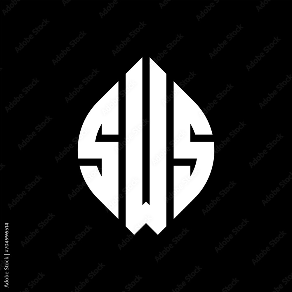 SWS circle letter logo design with circle and ellipse shape. SWS ellipse letters with typographic style. The three initials form a circle logo. SWS circle emblem abstract monogram letter mark vector. SWS circle letter logo design with circle and ellipse shape. SWS ellipse letters with typographic style. The three initials form a circle logo. SWS circle emblem abstract monogram letter mark vector.