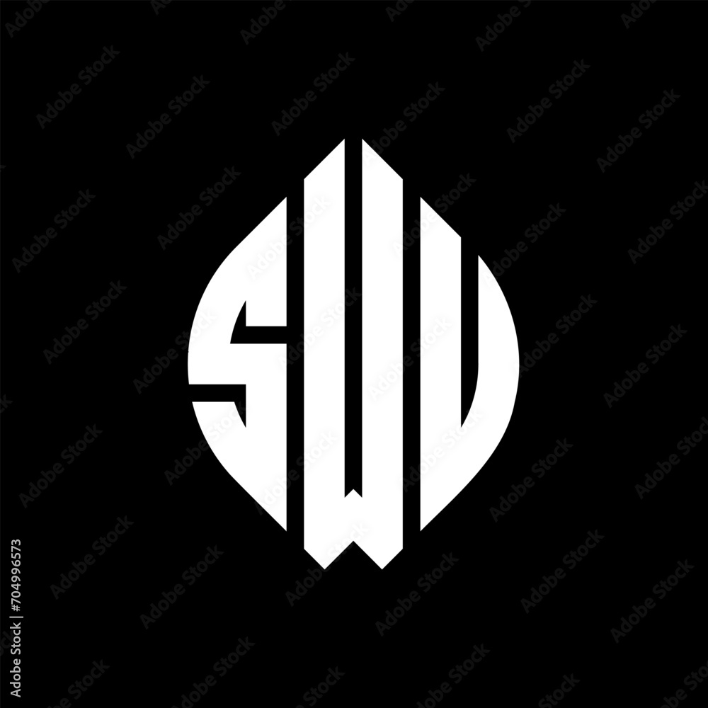 SWU circle letter logo design with circle and ellipse shape. SWU ellipse letters with typographic style. The three initials form a circle logo. SWU circle emblem abstract monogram letter mark vector. SWU circle letter logo design with circle and ellipse shape. SWU ellipse letters with typographic style. The three initials form a circle logo. SWU circle emblem abstract monogram letter mark vector.