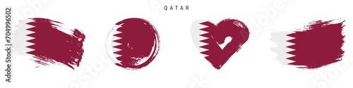 Qatar hand drawn grunge style flag icon set. Free brush stroke flat vector illustration isolated on white