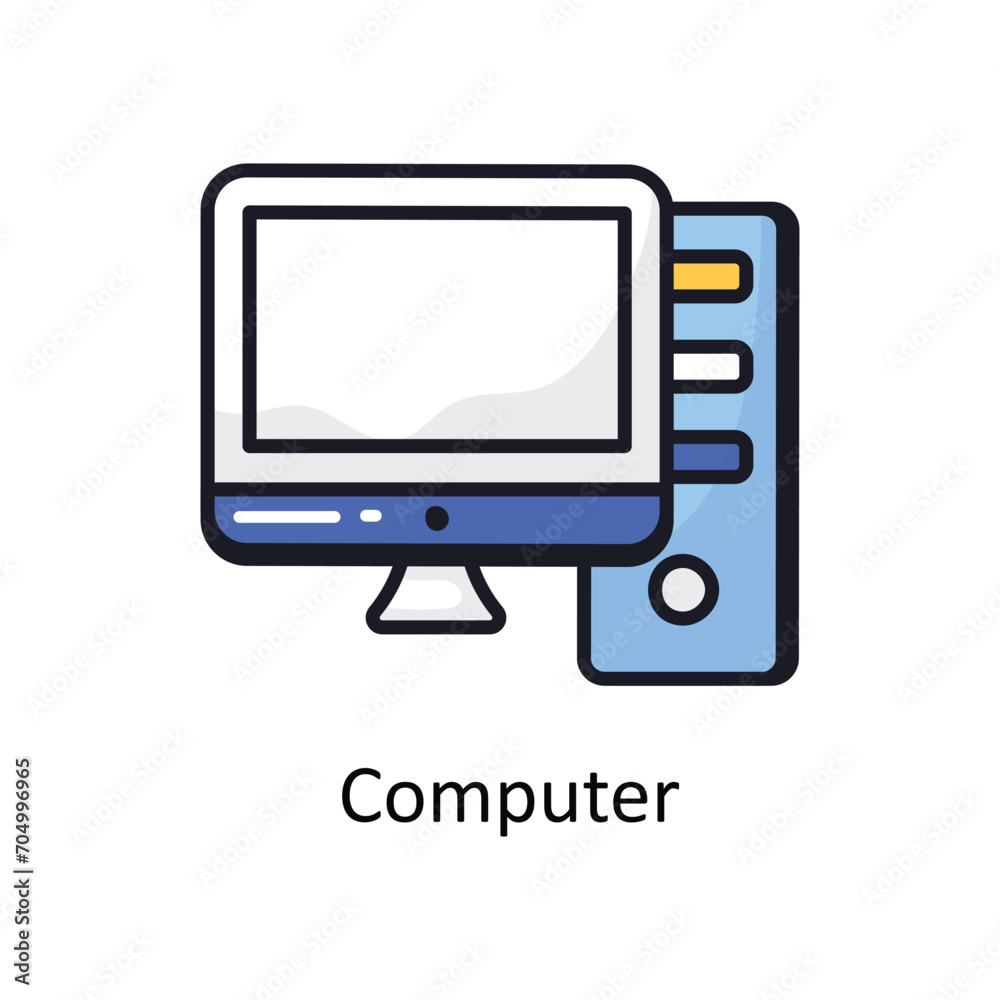 Computer vector filled outline doodle Design illustration. Symbol on White background EPS 10 File Computer vector filled outline doodle Design illustration. Symbol on White background EPS 10 File