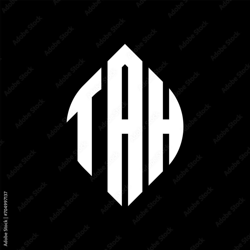 TAH circle letter logo design with circle and ellipse shape. TAH ellipse letters with typographic style. The three initials form a circle logo. TAH circle emblem abstract monogram letter mark vector. TAH circle letter logo design with circle and ellipse shape. TAH ellipse letters with typographic style. The three initials form a circle logo. TAH circle emblem abstract monogram letter mark vector.