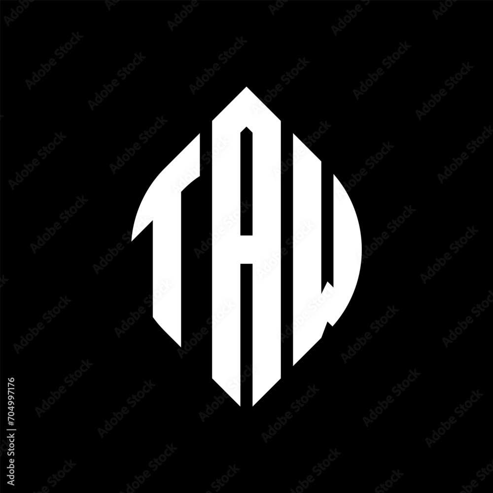 TAW circle letter logo design with circle and ellipse shape. TAW ellipse letters with typographic style. The three initials form a circle logo. TAW circle emblem abstract monogram letter mark vector. TAW circle letter logo design with circle and ellipse shape. TAW ellipse letters with typographic style. The three initials form a circle logo. TAW circle emblem abstract monogram letter mark vector.