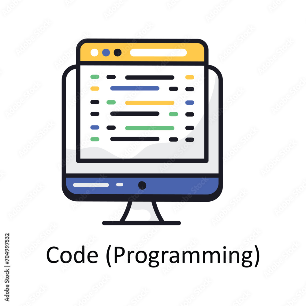 Code (programming) vector filled outline doodle Design illustration. Symbol on White background EPS 10 File Code (programming) vector filled outline doodle Design illustration. Symbol on White background EPS 10 File