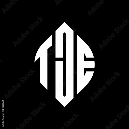 TJE circle letter logo design with circle and ellipse shape. TJE ellipse letters with typographic style. The three initials form a circle logo. TJE circle emblem abstract monogram letter mark vector. photo