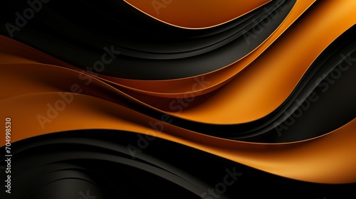 Abstract Orange  Black  and Gold Waves Background AI Generated