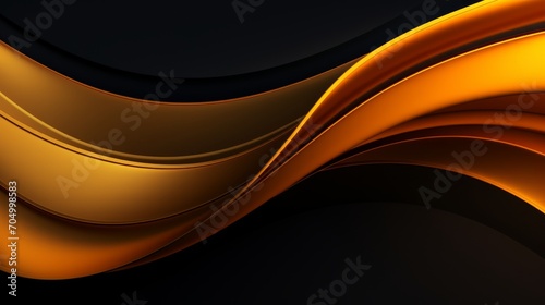 Abstract Orange, Black, and Gold Background with Waves AI Generated