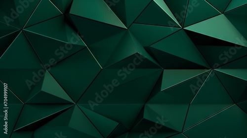 Abstract Dark Green Mosaic Tile Wallpaper Texture with Geometric Fluted Triangles AI Generated