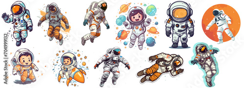 astronaut collection different colors, spacecraft illustration photo