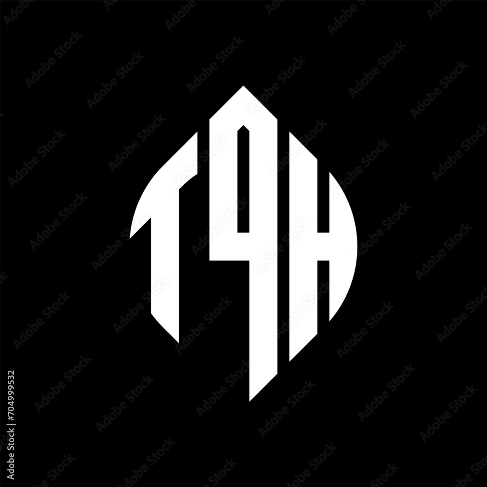 TQH circle letter logo design with circle and ellipse shape. TQH ellipse letters with typographic style. The three initials form a circle logo. TQH circle emblem abstract monogram letter mark vector. TQH circle letter logo design with circle and ellipse shape. TQH ellipse letters with typographic style. The three initials form a circle logo. TQH circle emblem abstract monogram letter mark vector.