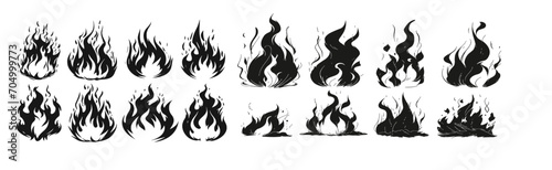 Fire collection. Fire flames vector set.