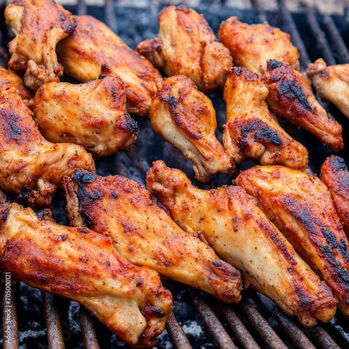 Grilled chicken wings with a crust.