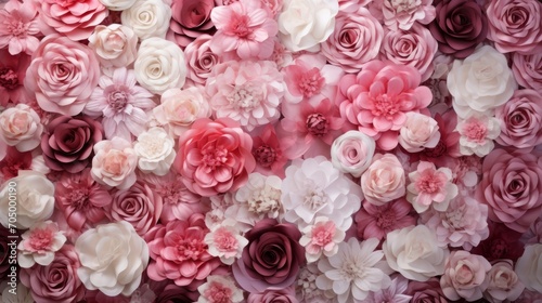 Vintage Style Artificial Flowers Wall Background AI Generated