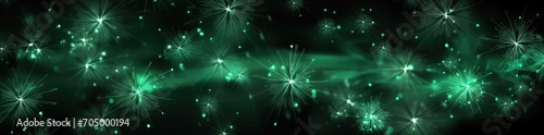 Festive Patrick day Fireworks light green gold emerald background. Generative AI