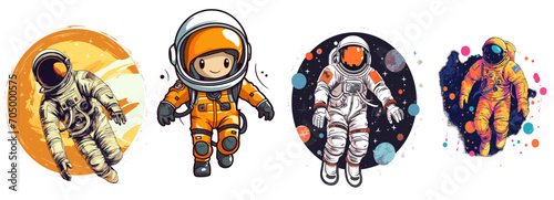 astronaut collection different colors, spacecraft illustration © Lastyear