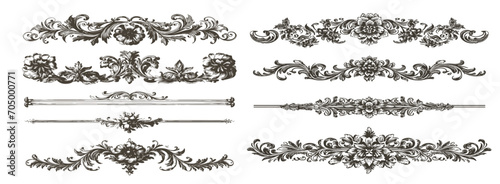 Set page dividers. Antique decorative elements.
