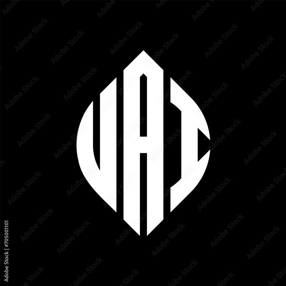 UAI circle letter logo design with circle and ellipse shape. UAI ellipse letters with typographic style. The three initials form a circle logo. UAI circle emblem abstract monogram letter mark vector. UAI circle letter logo design with circle and ellipse shape. UAI ellipse letters with typographic style. The three initials form a circle logo. UAI circle emblem abstract monogram letter mark vector.