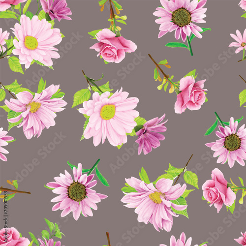 floral seamless pattern hand drawn style design
