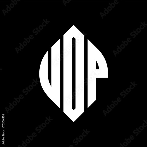 UDP circle letter logo design with circle and ellipse shape. UDP ellipse letters with typographic style. The three initials form a circle logo. UDP circle emblem abstract monogram letter mark vector. photo