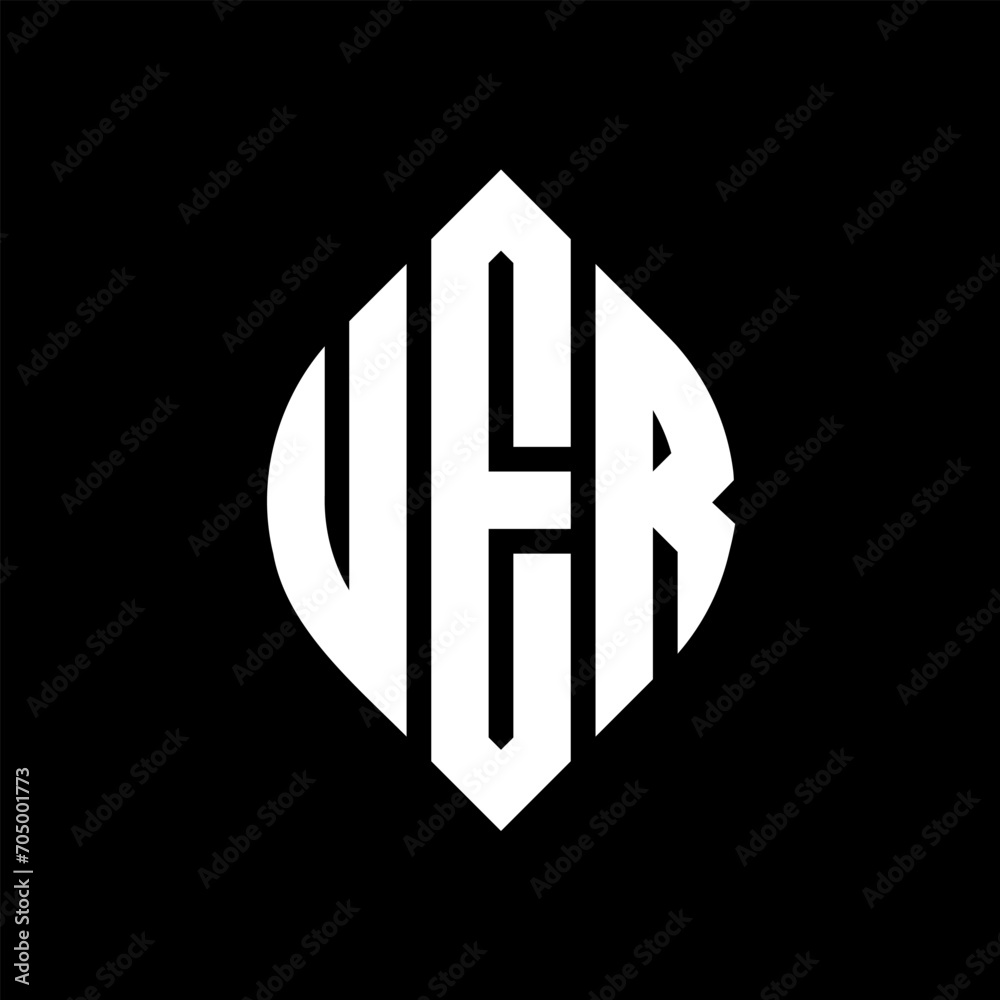 UER circle letter logo design with circle and ellipse shape. UER ellipse letters with typographic style. The three initials form a circle logo. UER circle emblem abstract monogram letter mark vector.