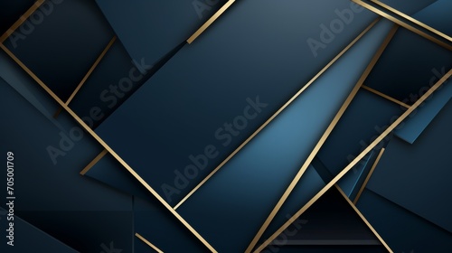 Luxury Golden Elements on Blue Abstract Background AI Generated