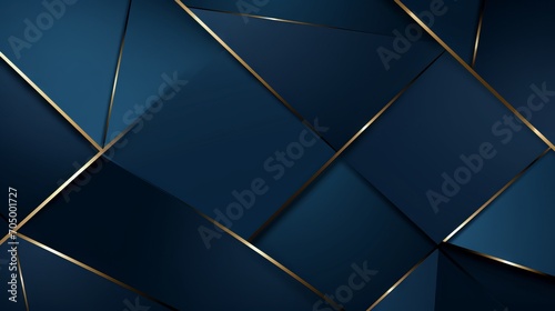 Luxury Golden Elements on Blue Abstract Background AI Generated