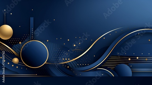 Luxury Golden Elements on Blue Abstract Background AI Generated