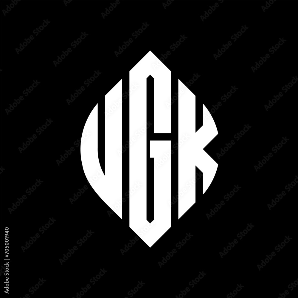 UGK circle letter logo design with circle and ellipse shape. UGK ellipse letters with typographic style. The three initials form a circle logo. UGK circle emblem abstract monogram letter mark vector. UGK circle letter logo design with circle and ellipse shape. UGK ellipse letters with typographic style. The three initials form a circle logo. UGK circle emblem abstract monogram letter mark vector.