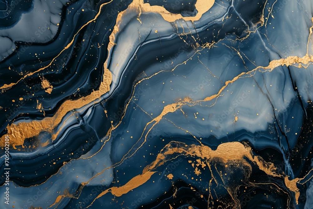 Fototapeta premium blue marble and shiny gold details, abstract, luxury background