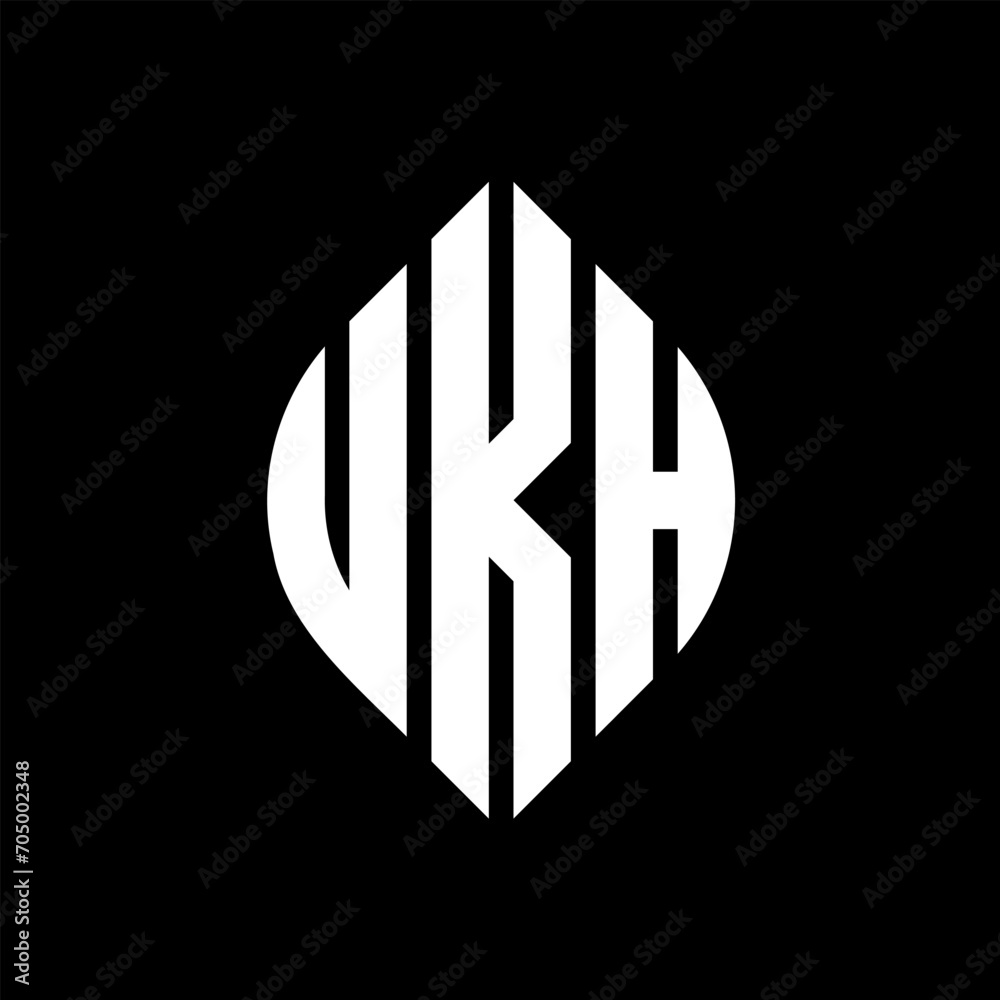 UKH circle letter logo design with circle and ellipse shape. UKH ellipse letters with typographic style. The three initials form a circle logo. UKH circle emblem abstract monogram letter mark vector. UKH circle letter logo design with circle and ellipse shape. UKH ellipse letters with typographic style. The three initials form a circle logo. UKH circle emblem abstract monogram letter mark vector.