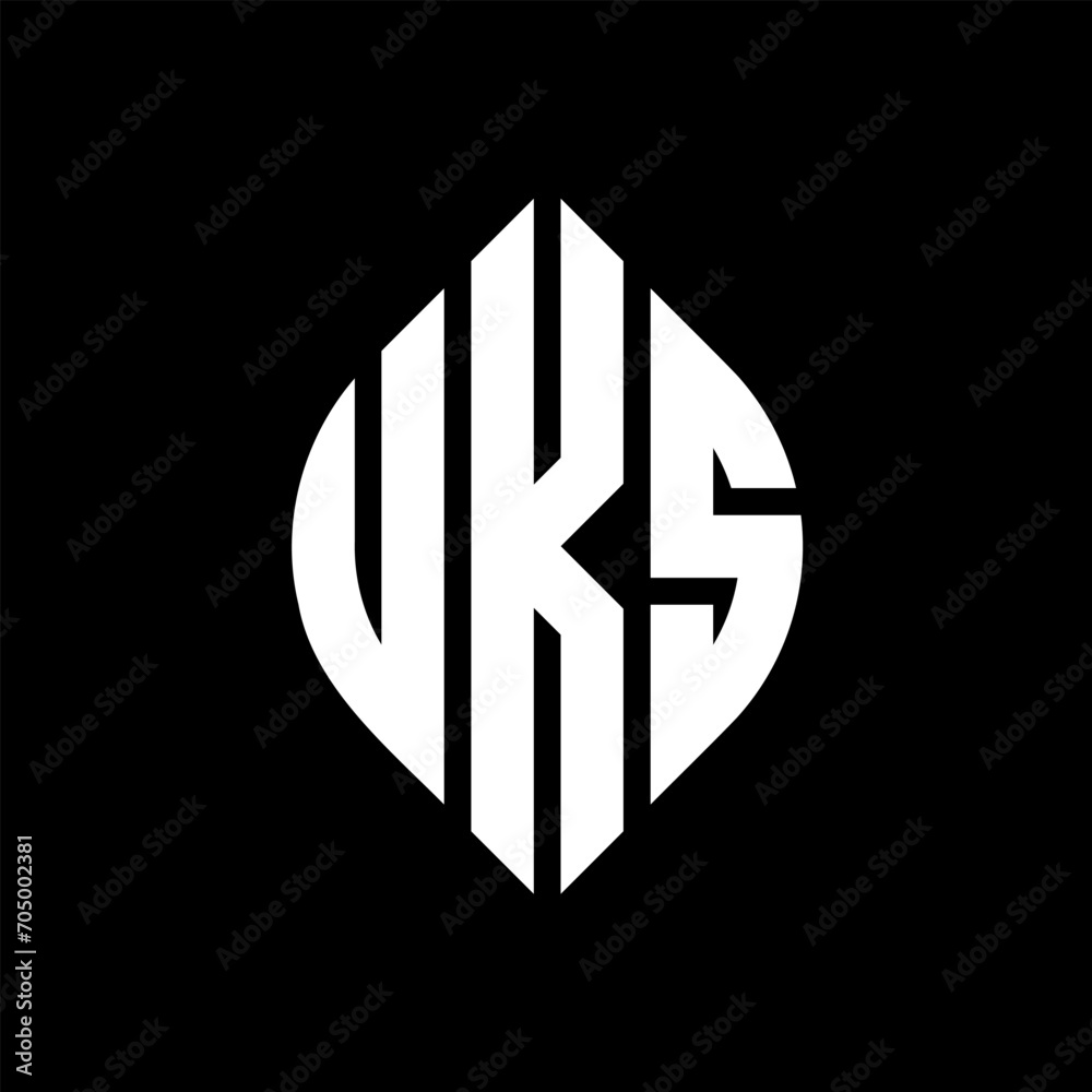 UKS circle letter logo design with circle and ellipse shape. UKS ellipse letters with typographic style. The three initials form a circle logo. UKS circle emblem abstract monogram letter mark vector. UKS circle letter logo design with circle and ellipse shape. UKS ellipse letters with typographic style. The three initials form a circle logo. UKS circle emblem abstract monogram letter mark vector.
