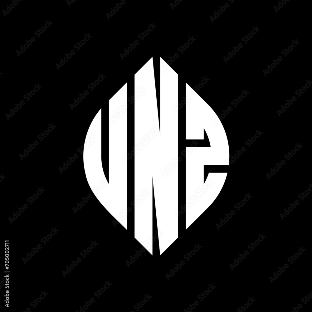 UNZ circle letter logo design with circle and ellipse shape. UNZ ellipse letters with typographic style. The three initials form a circle logo. UNZ circle emblem abstract monogram letter mark vector. UNZ circle letter logo design with circle and ellipse shape. UNZ ellipse letters with typographic style. The three initials form a circle logo. UNZ circle emblem abstract monogram letter mark vector.