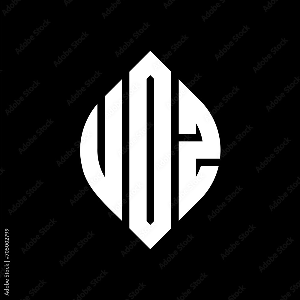 UOZ circle letter logo design with circle and ellipse shape. UOZ ellipse letters with typographic style. The three initials form a circle logo. UOZ circle emblem abstract monogram letter mark vector.